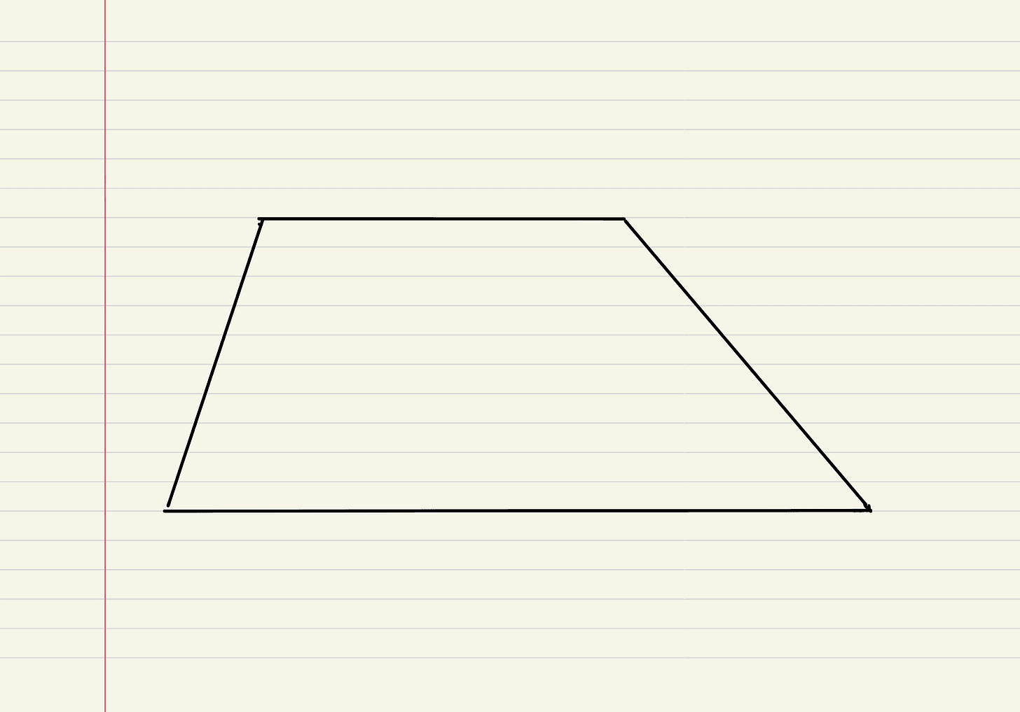 A trapezium with one pair of parallel sides marked