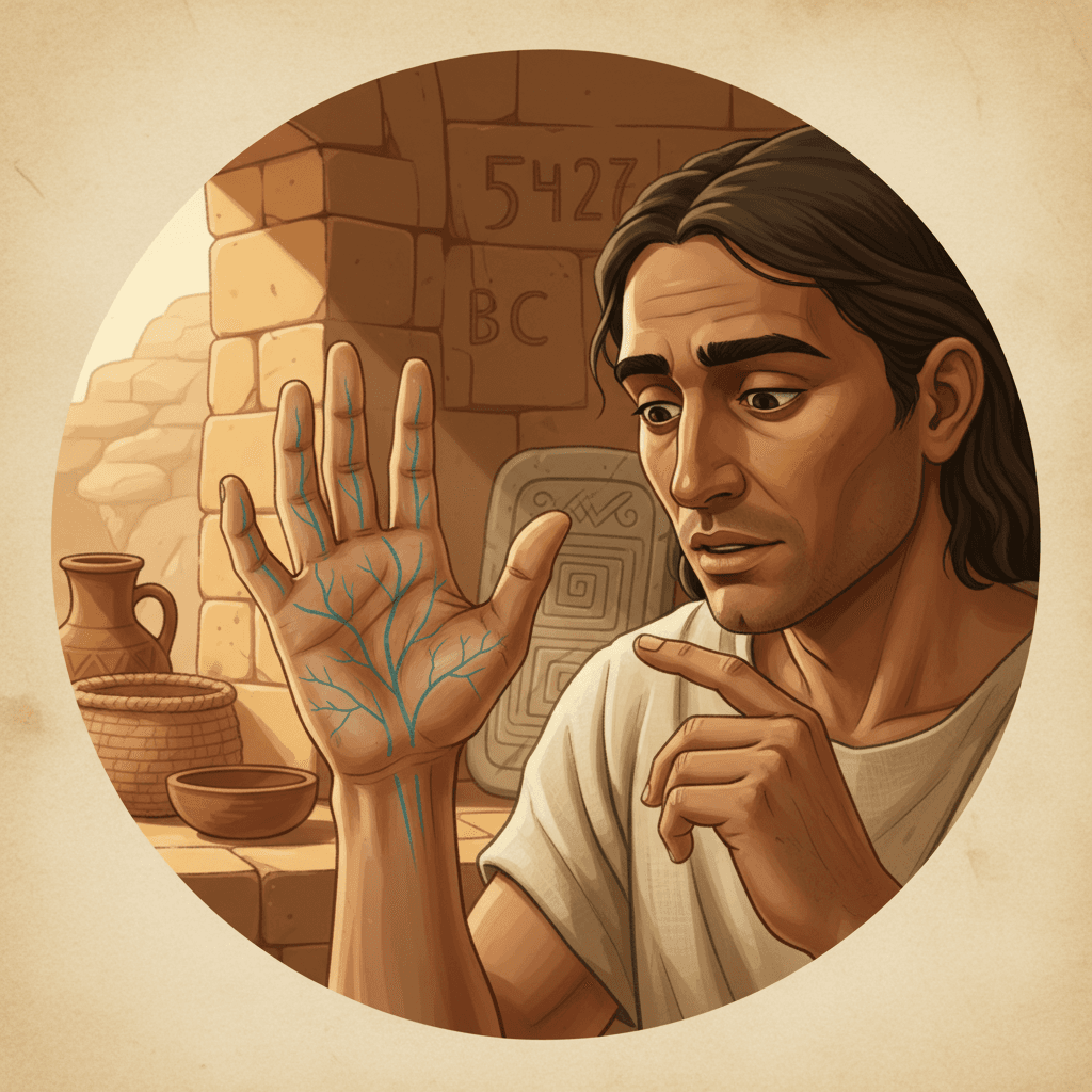 The back of a hand in clear light, showing blue-green lines branching beneath the skin like a network of rivers